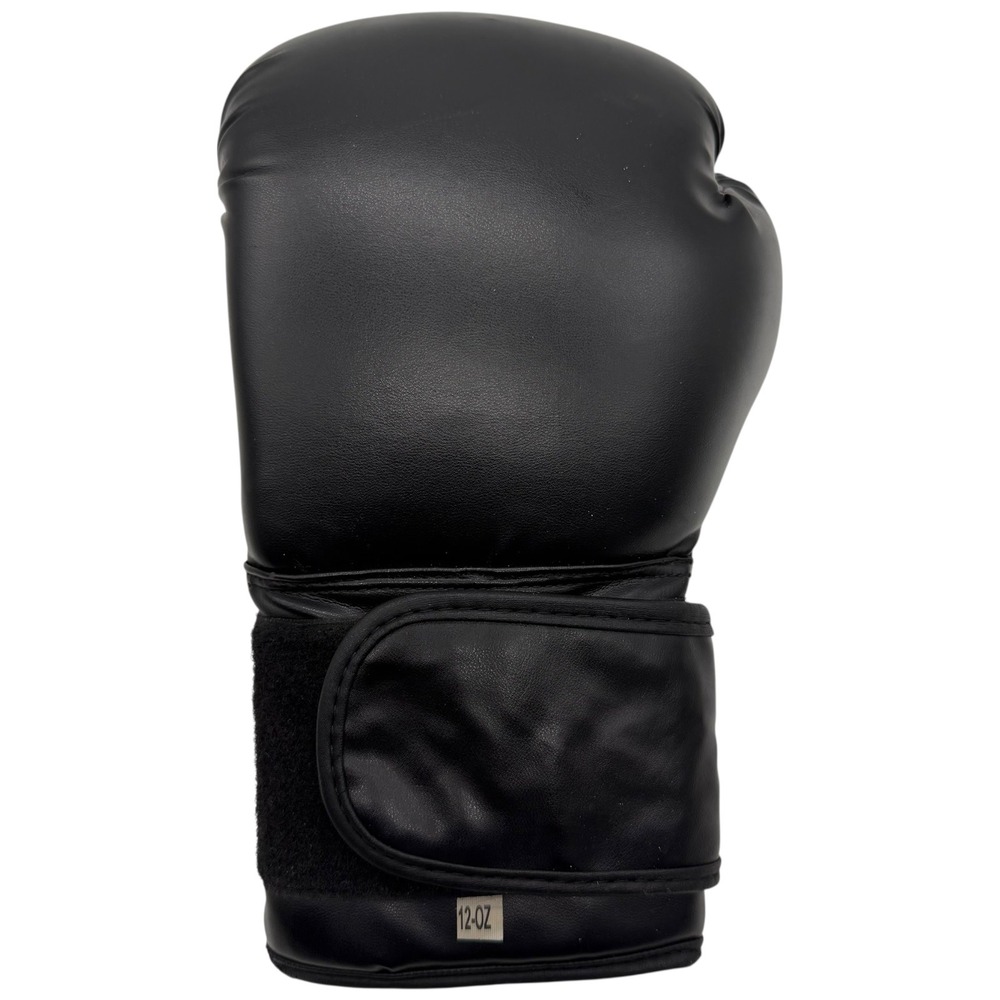 Black 12-oz Boxing Gloves Training Sparring Heavy Bag‎ Hook and Loop Closure - Picture 5 of 8